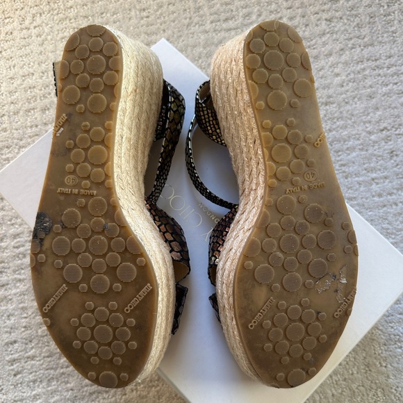 Jimmy Choo Pepper Holographic Python Leather Ankle Wrap Espadrilles Wedge Sandal - Picture 7 of 14